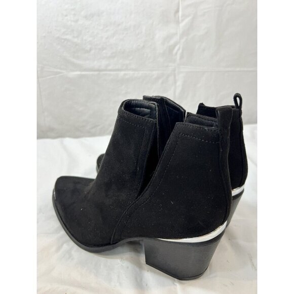 JOURNEE COLLECTION Black Issla Almond Toe Block Heel Slip On Booties Size 6.5 - Picture 5 of 16